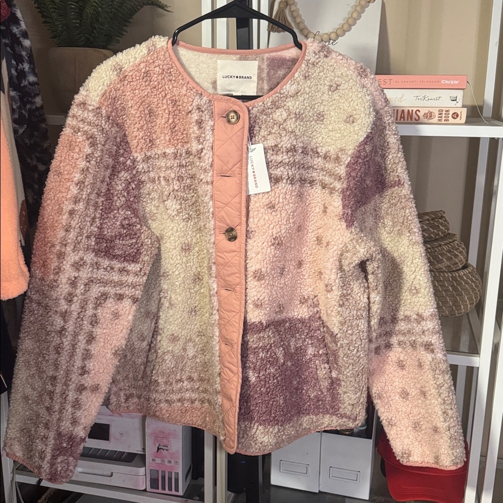 NWT Lucky Brand Sherpa Patchwork Jacket - Picture 3 of 3